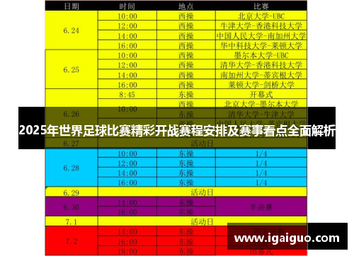 2025年世界足球比赛精彩开战赛程安排及赛事看点全面解析